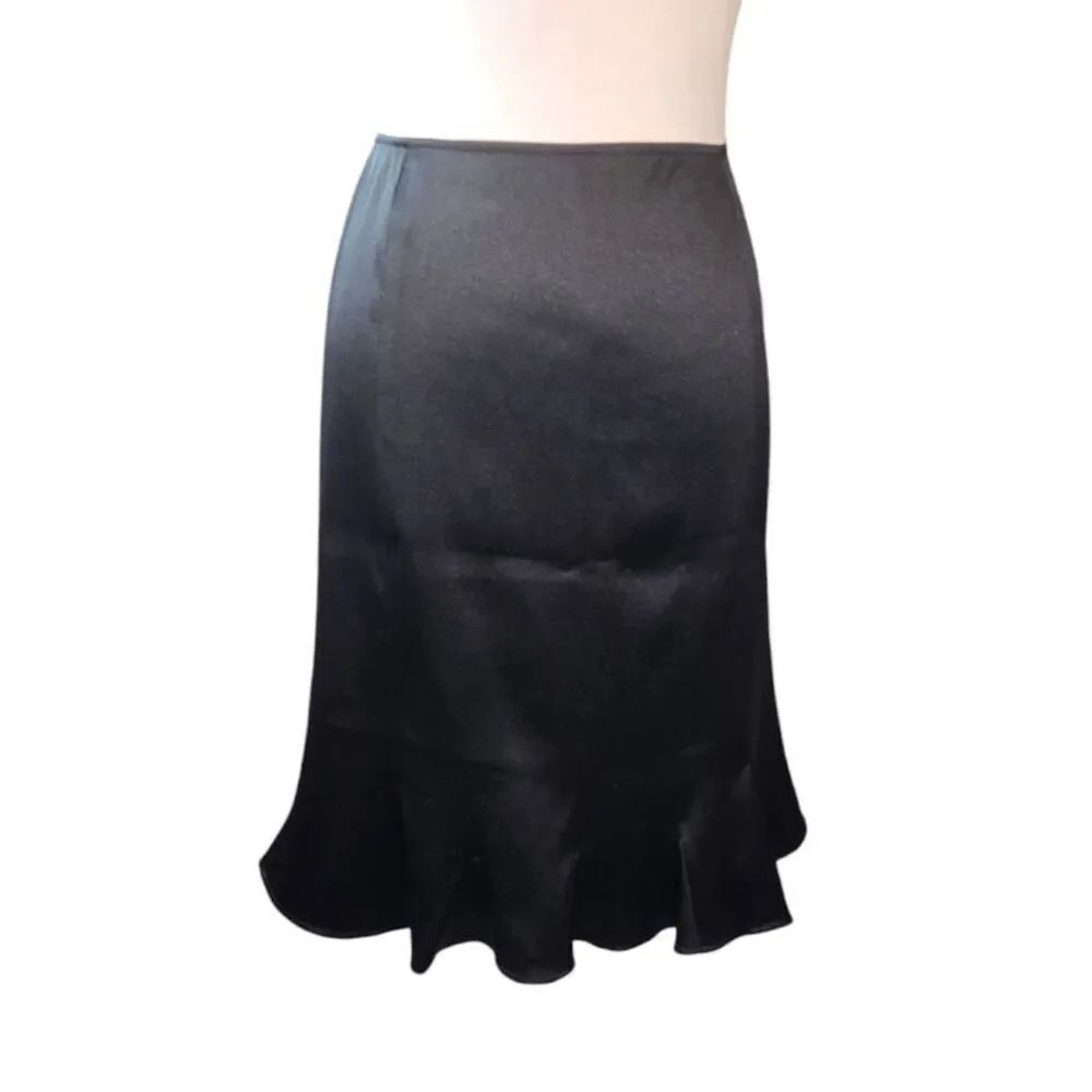 INC International Concepts Women's Size 8 Black Satin Feel Skirt